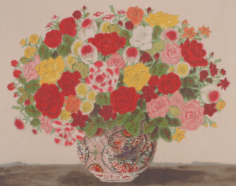 花の絵画をジークレーの版画で制作した青木乃里子の花の絵「薔薇」をご購入