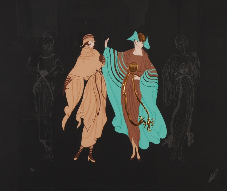 ロマンデ・エルテがシルクスクリーンの版画で制作したアールデコの絵画