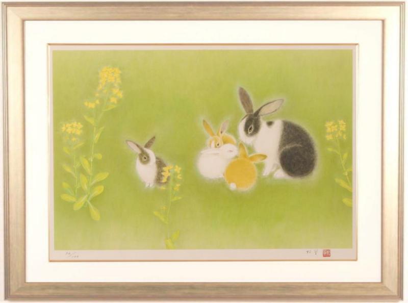 インテリアの絵画をリトグラフの版画で制作した上村松篁のインテリアの