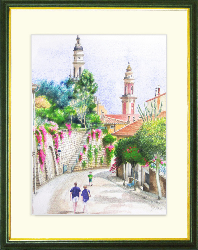 風景画・ヨーロッパ（フランス）・志村好子「MENTON(マントン