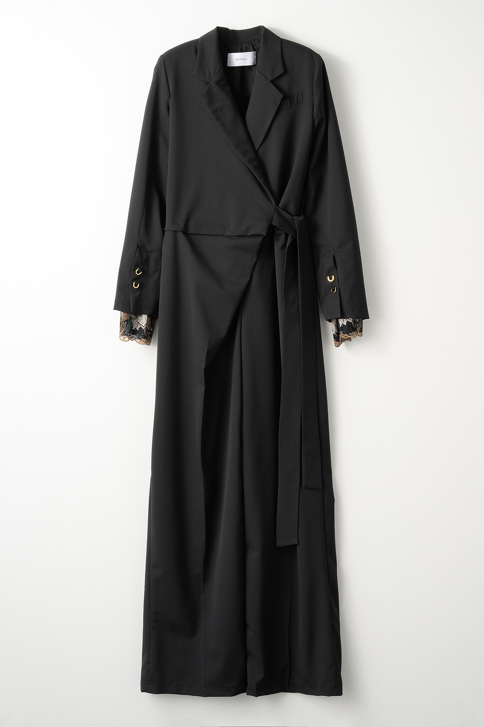 Slit sleeve lace jumpsuit (Black)