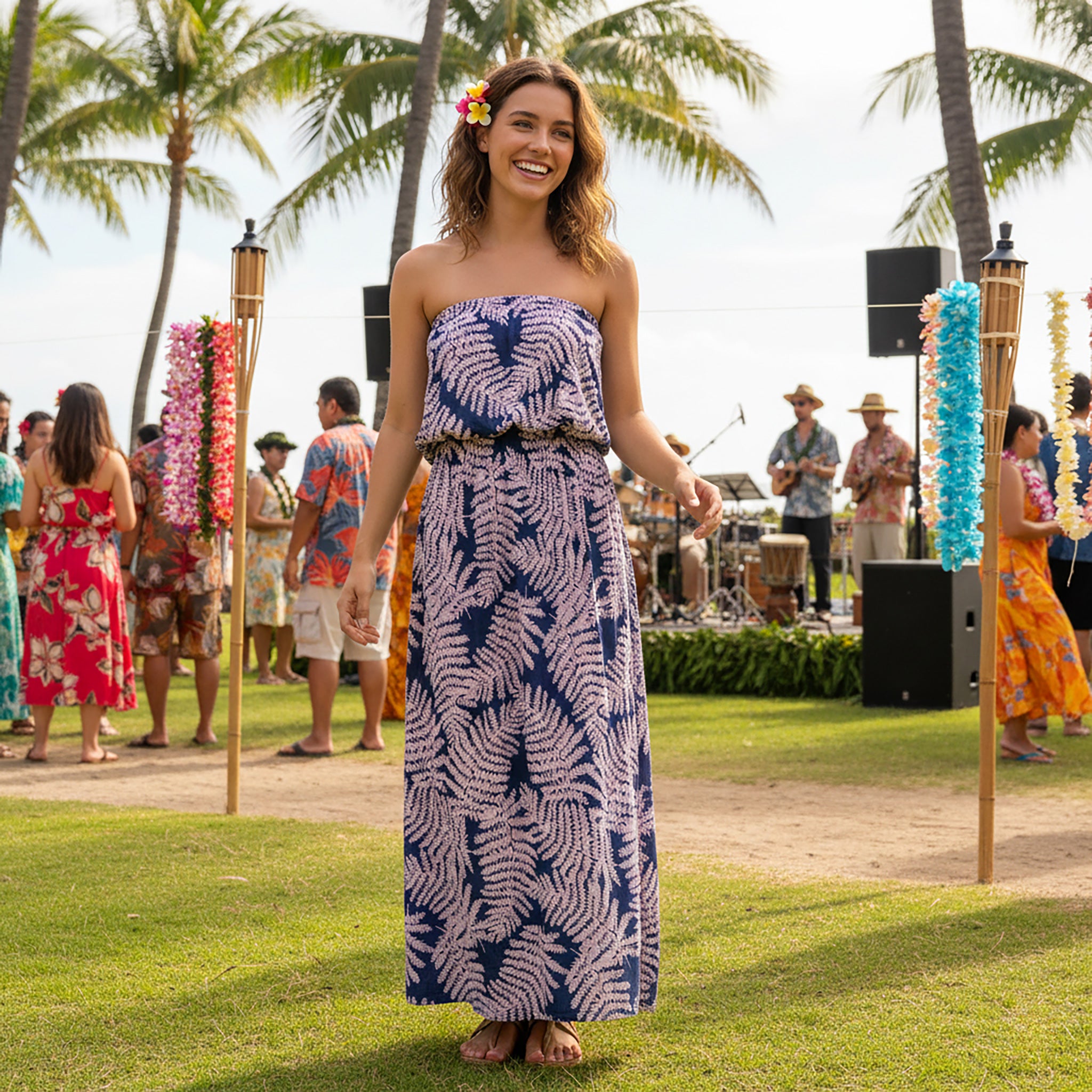 ハートフル ラハイナ ベアトップワンピース 新品 ハートフル ラハイナ