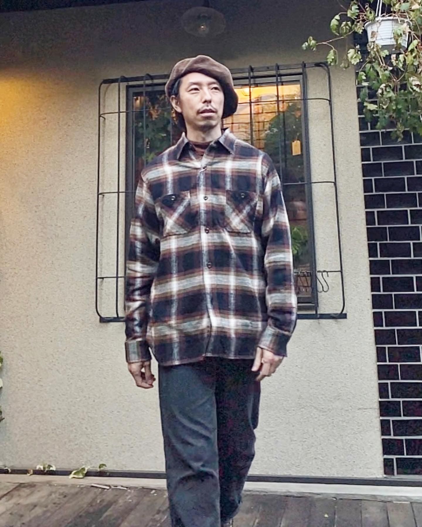 SUGAR CANE - TWILL CHECK L/S WORK SHIRT / ヘビーネルワークシャツ