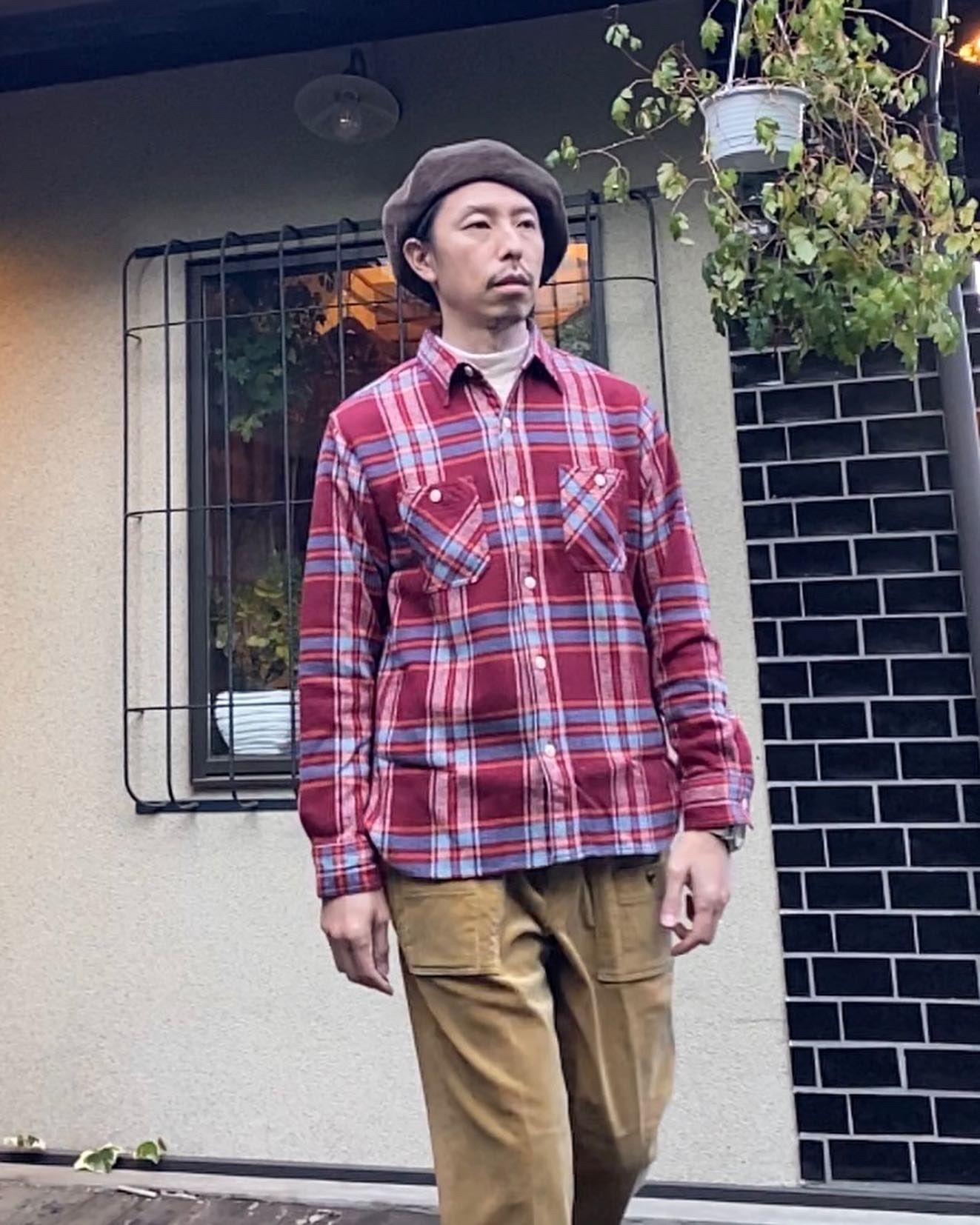 SUGAR CANE - TWILL CHECK L/S WORK SHIRT / ヘビーネルワークシャツ
