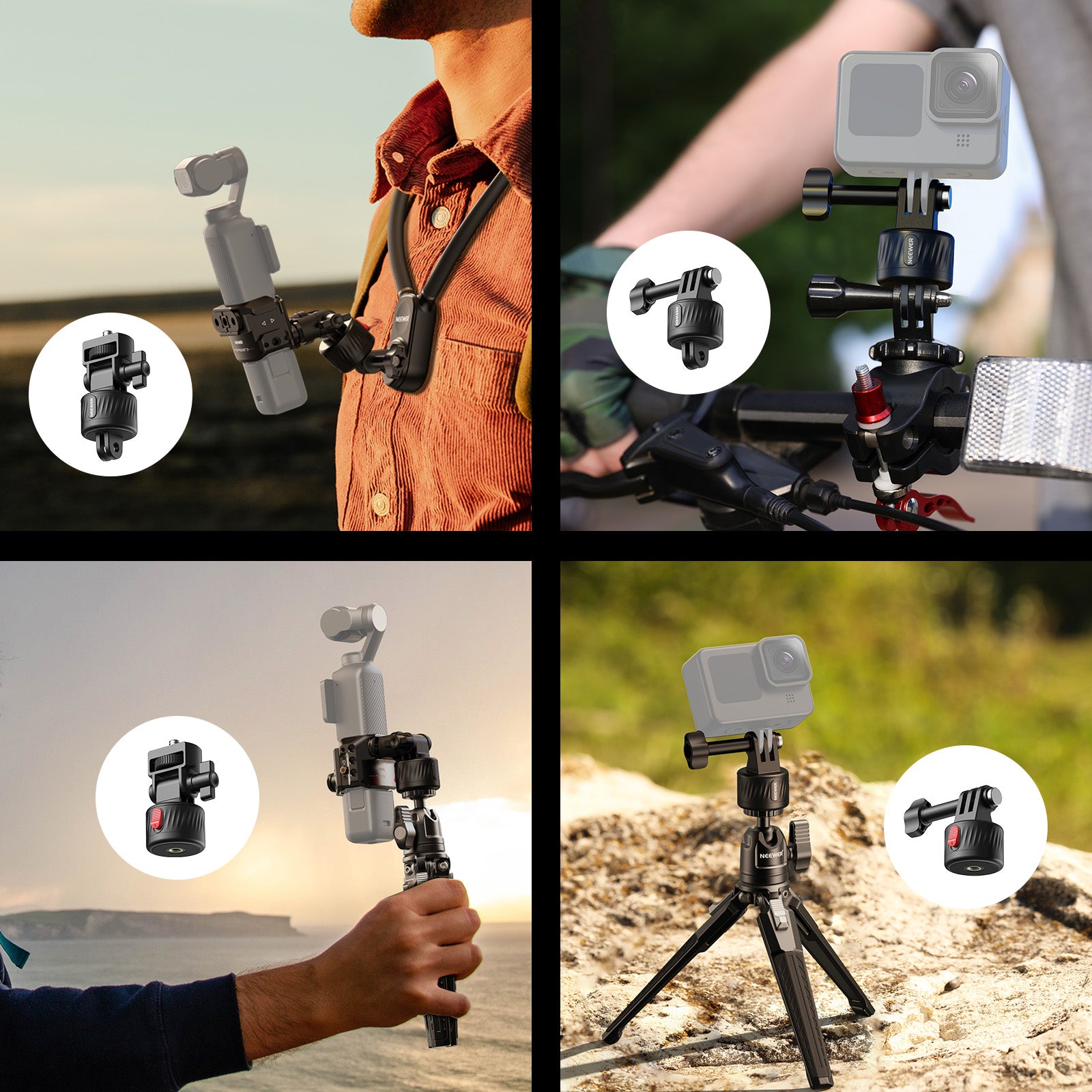 NEEWER GP-24 磁気クイックリリース三脚マウントアダプターセット