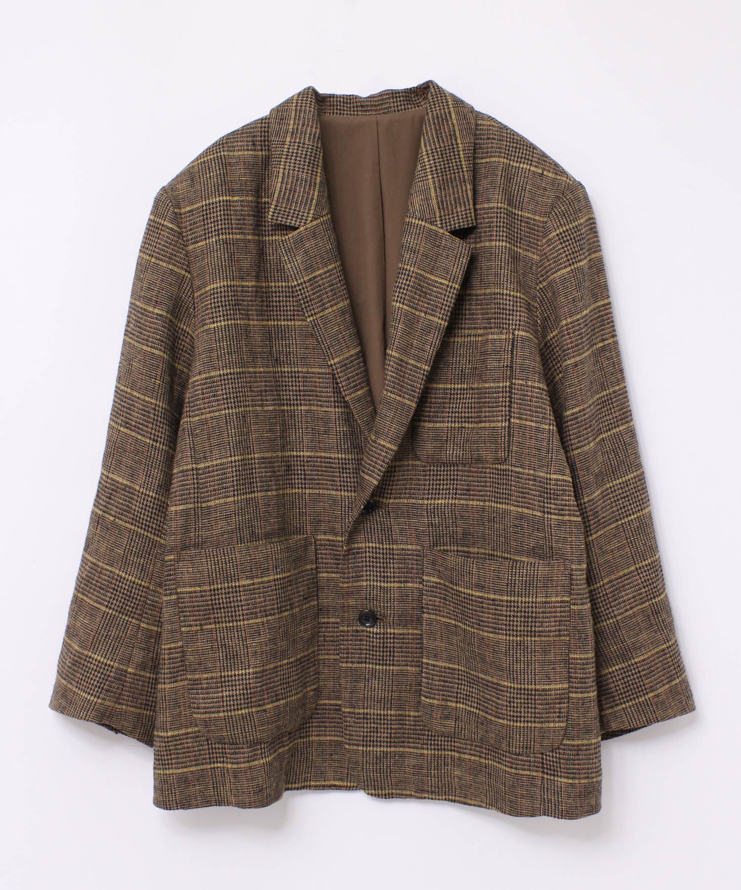 J2027 [N EXCLUSIVE]ヘリンボーンリネンテーラードジャケット(M グレン