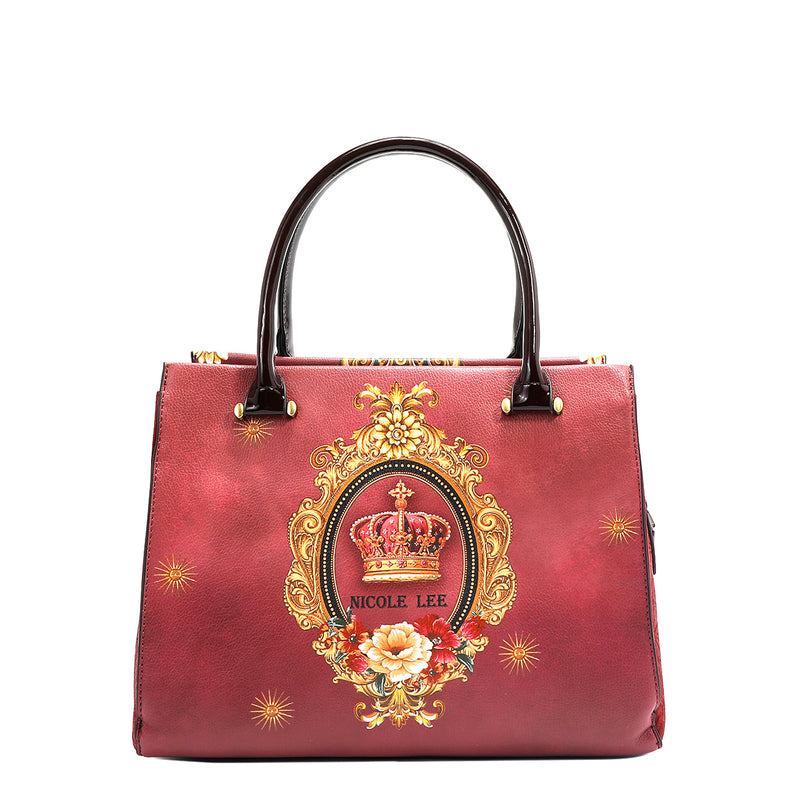 The Queen Satchel Handbag with Embellishments, Vegan Leather