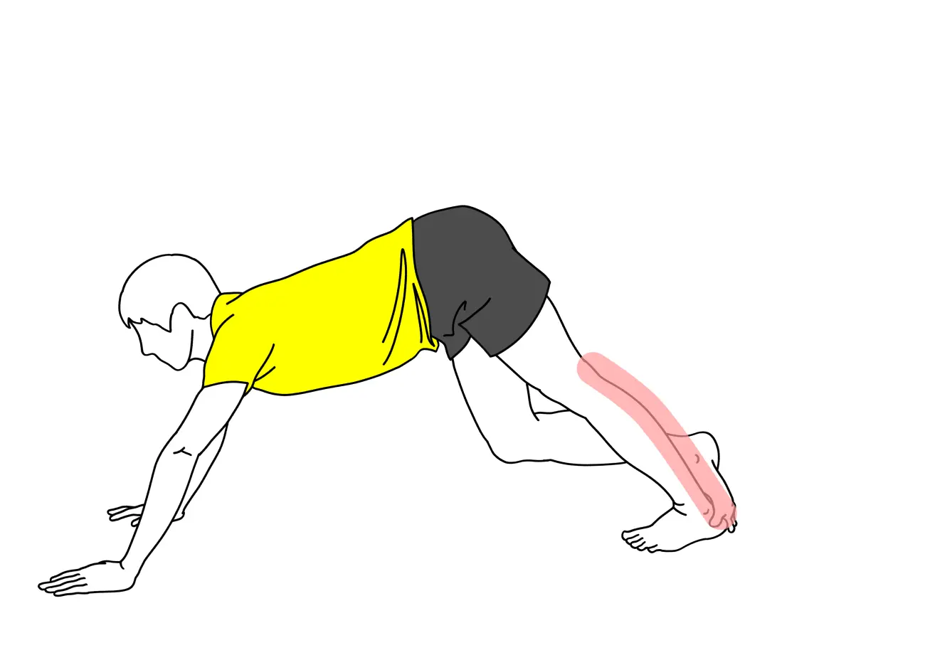 床で行うふくらはぎ（下腿三頭筋）のストレッチ