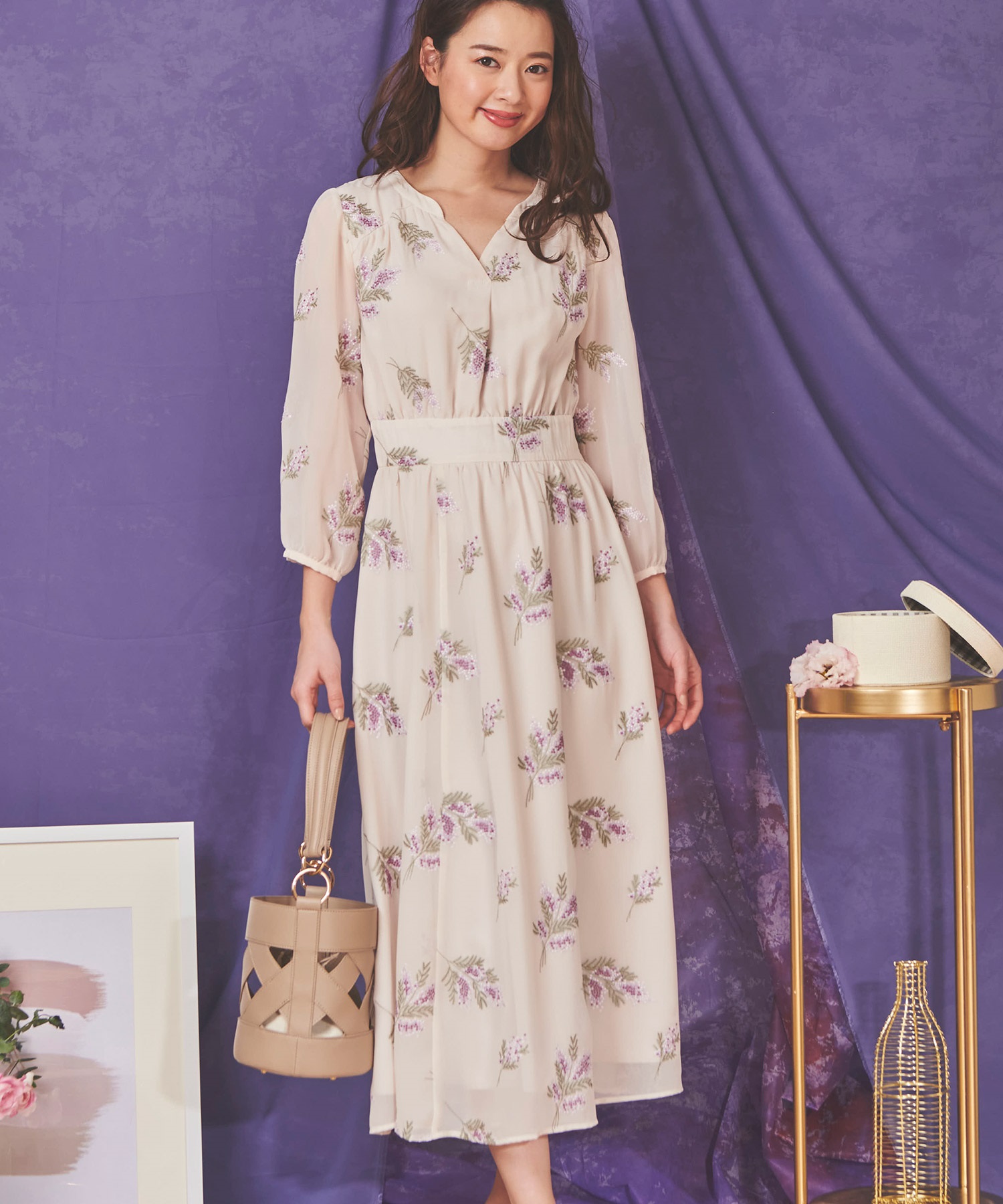 ミモザ刺繍ワンピース | ロングワンピース | NOELA OFFICIAL WEB STORE