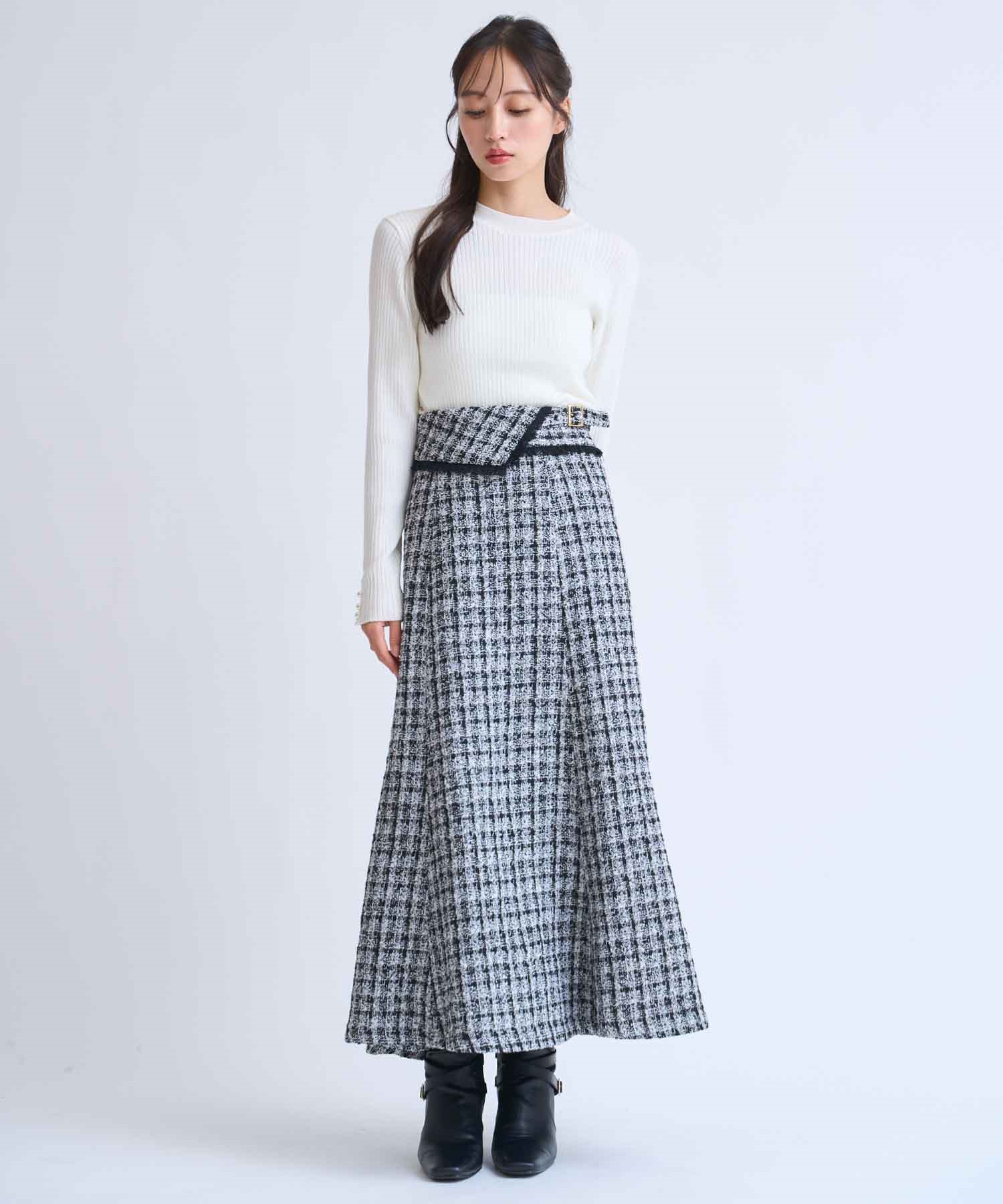 SSサイズあり】ツイードバックフレアスカート | フレアスカート