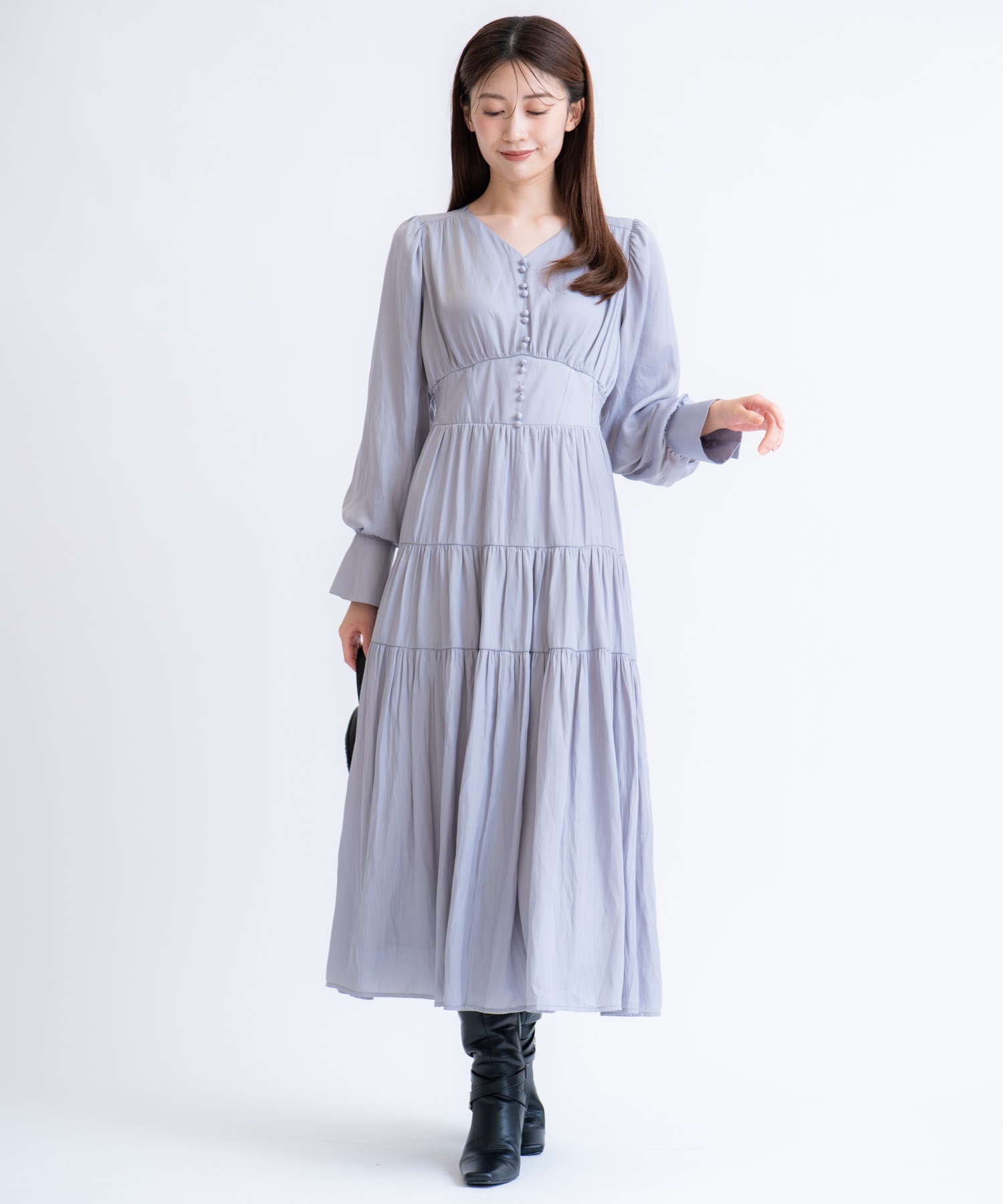 ティアードサテンワンピース | ロングワンピース | NOELA OFFICIAL WEB