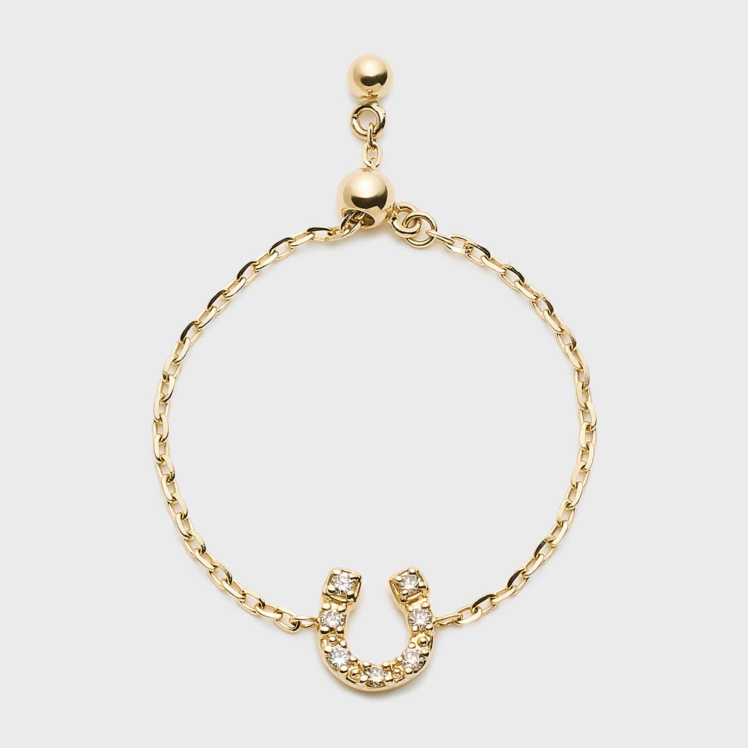 Tiny Motif】K10ダイヤモンドシューチェーンリング（0.02ct）｜リング