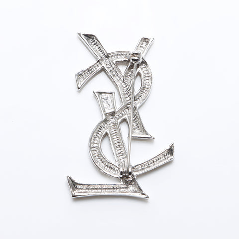 YVES SAINT LAURENT YSL logo Brooch Silver WS8369 – NUIR VINTAGE