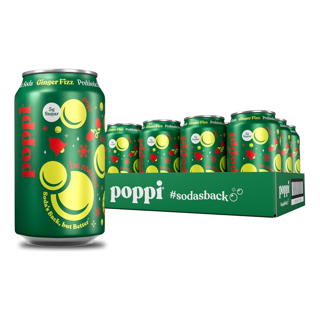 Poppi Prebiotic Soda, Ginger Fizz, 12oz Cans (Pack of 12) – Oasis