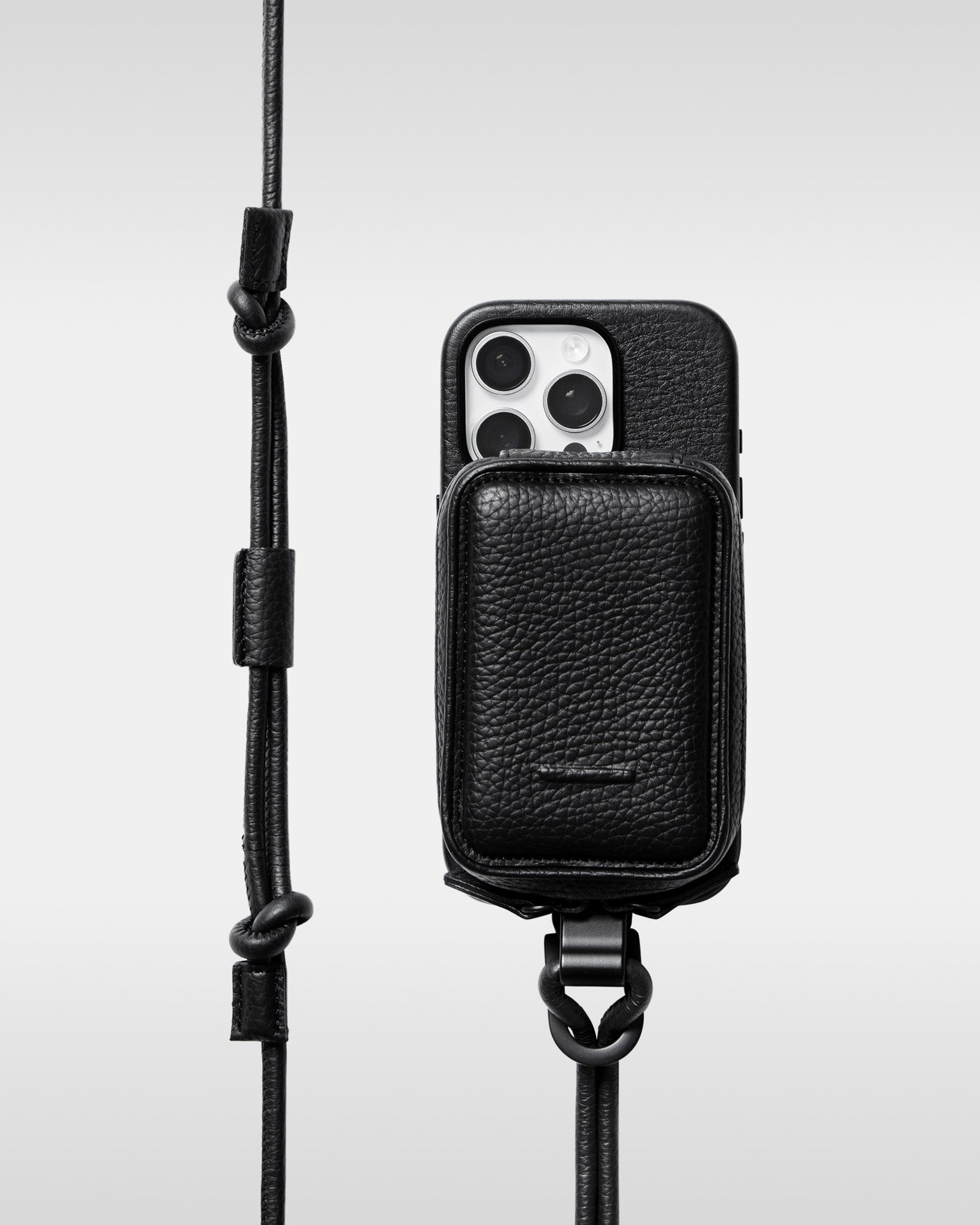 レザー製 iPhoneケース セット / 着脱可能ストラップ付スマホケース