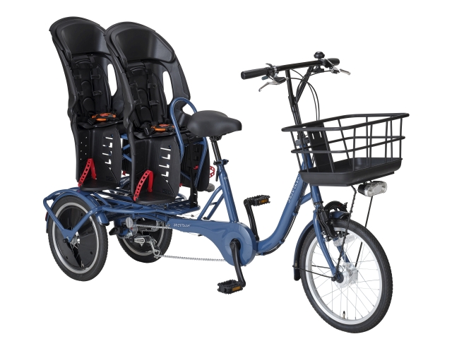 三輪自転車 前2輪自転車 グレー 後部バスケット付き 電動アシスト