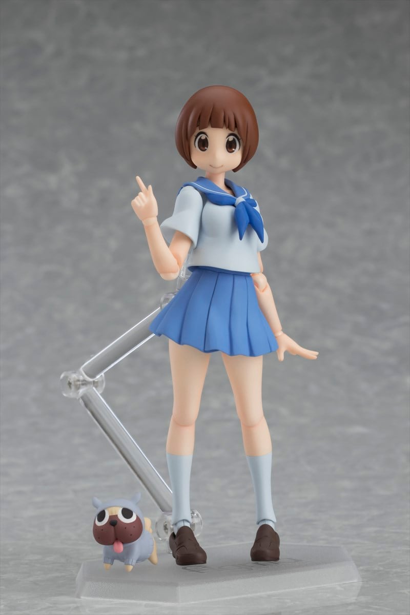 figma 満艦飾マコ」。満艦飾家のペット「ガッツ」も付属する。 [画像