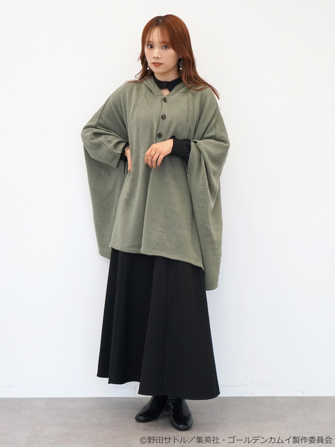 尾形百之助 イメージ ポンチョカーディガン」着用イメージ [画像