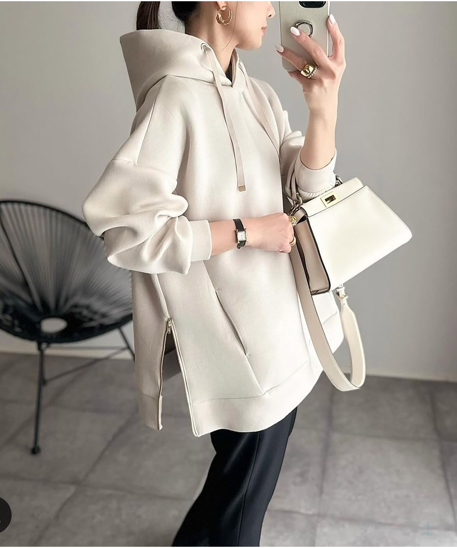 大人フーディー】サイドジップダンボールニットフーディー Emma Taylor