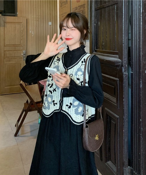 A'GEM/9 × .kom『.kom/ドットケーオーエム』セット商品 花柄ニット