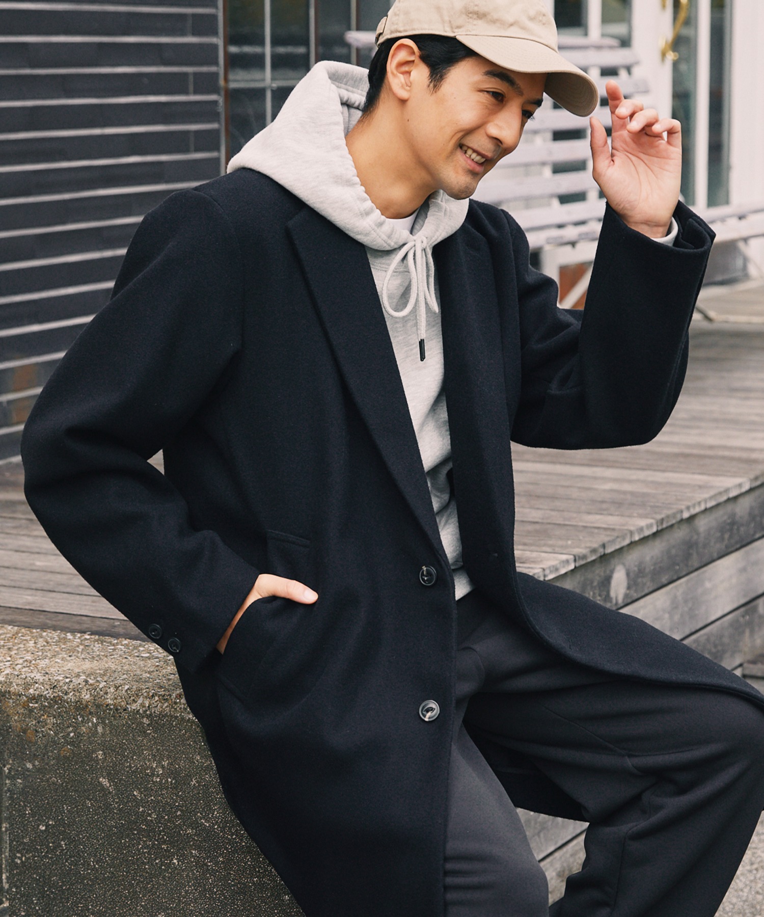 静電防止＞ニットメルトンオーバーチェスターコート【THE CRAFT CREW