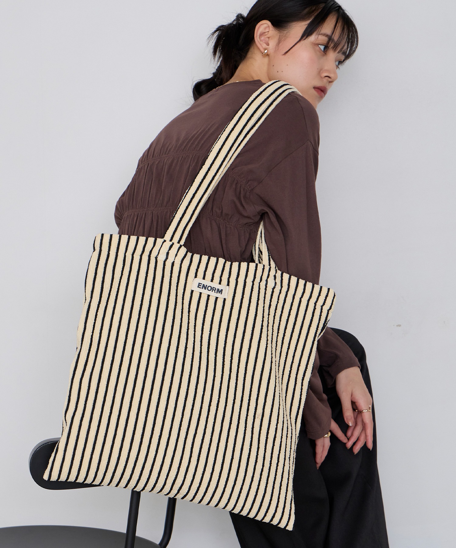 forksy.】カラーストライプ パイル地 トートバッグ forksy.│MONO-MART