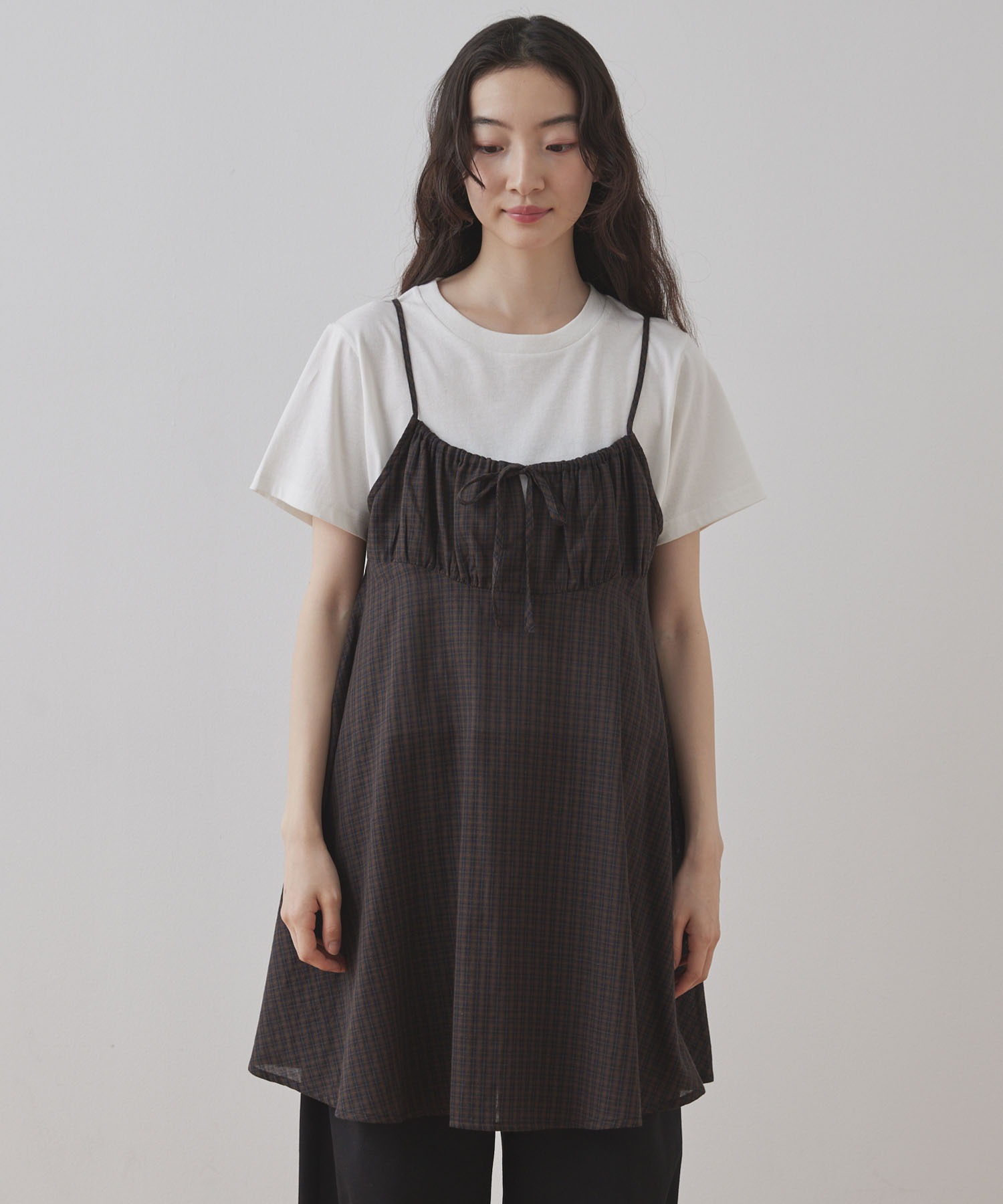 Unblend】ヴィンテージライク チェック柄 キャミチュニック Unblend