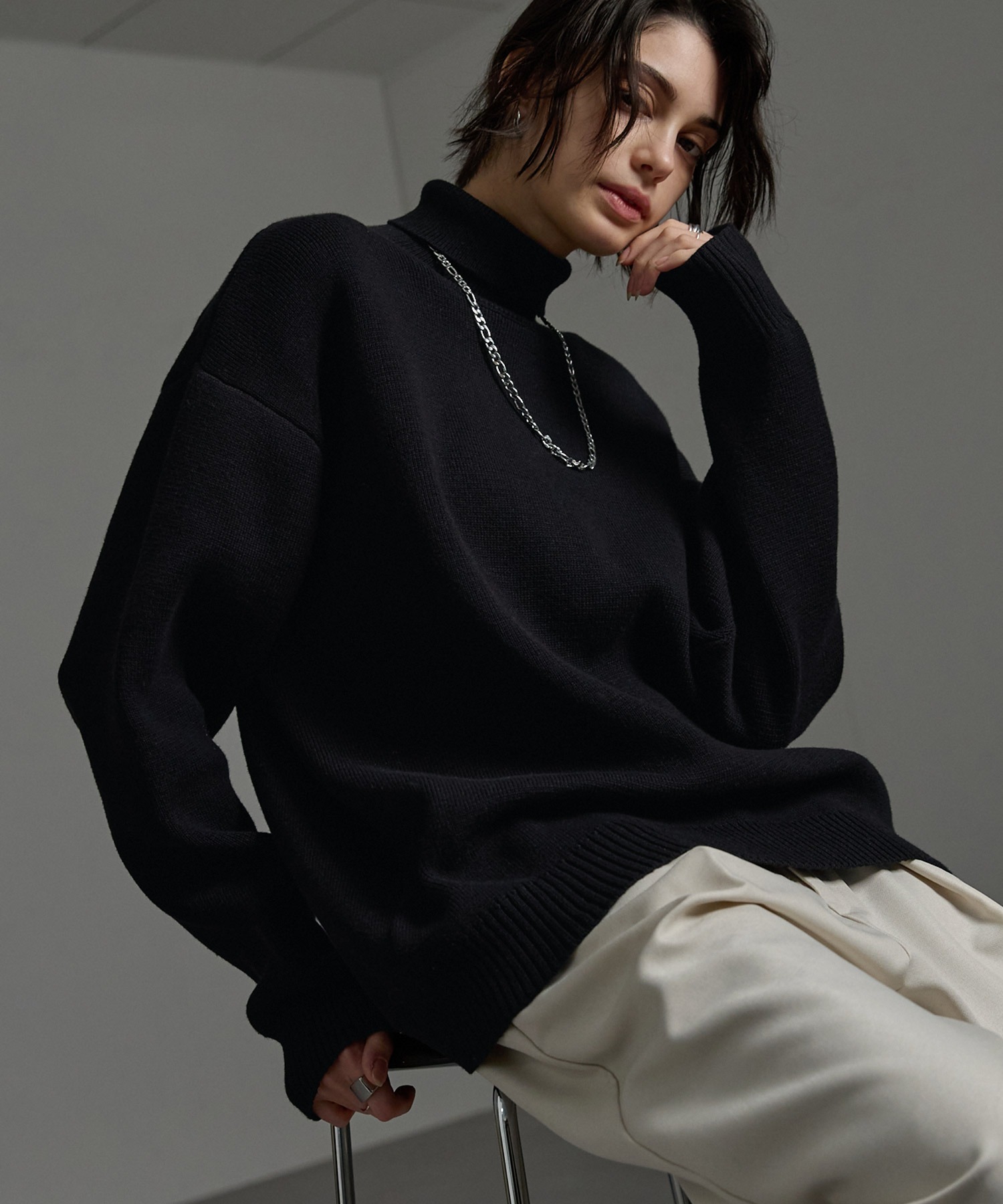 ウォッシャブルミラノリブルーズハイネックニット MONO-MART│MONO