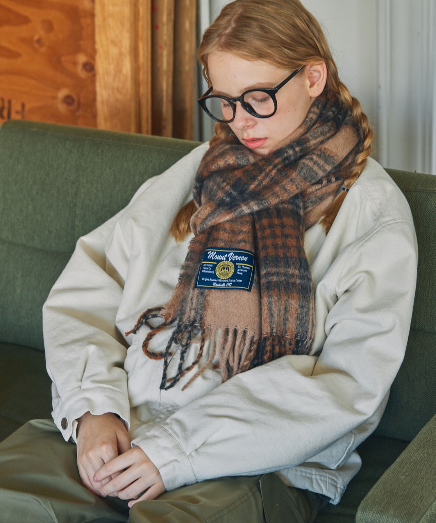 ボリュームマルチチェック柄マフラー MONO-MART LADY'S│MONO-MART