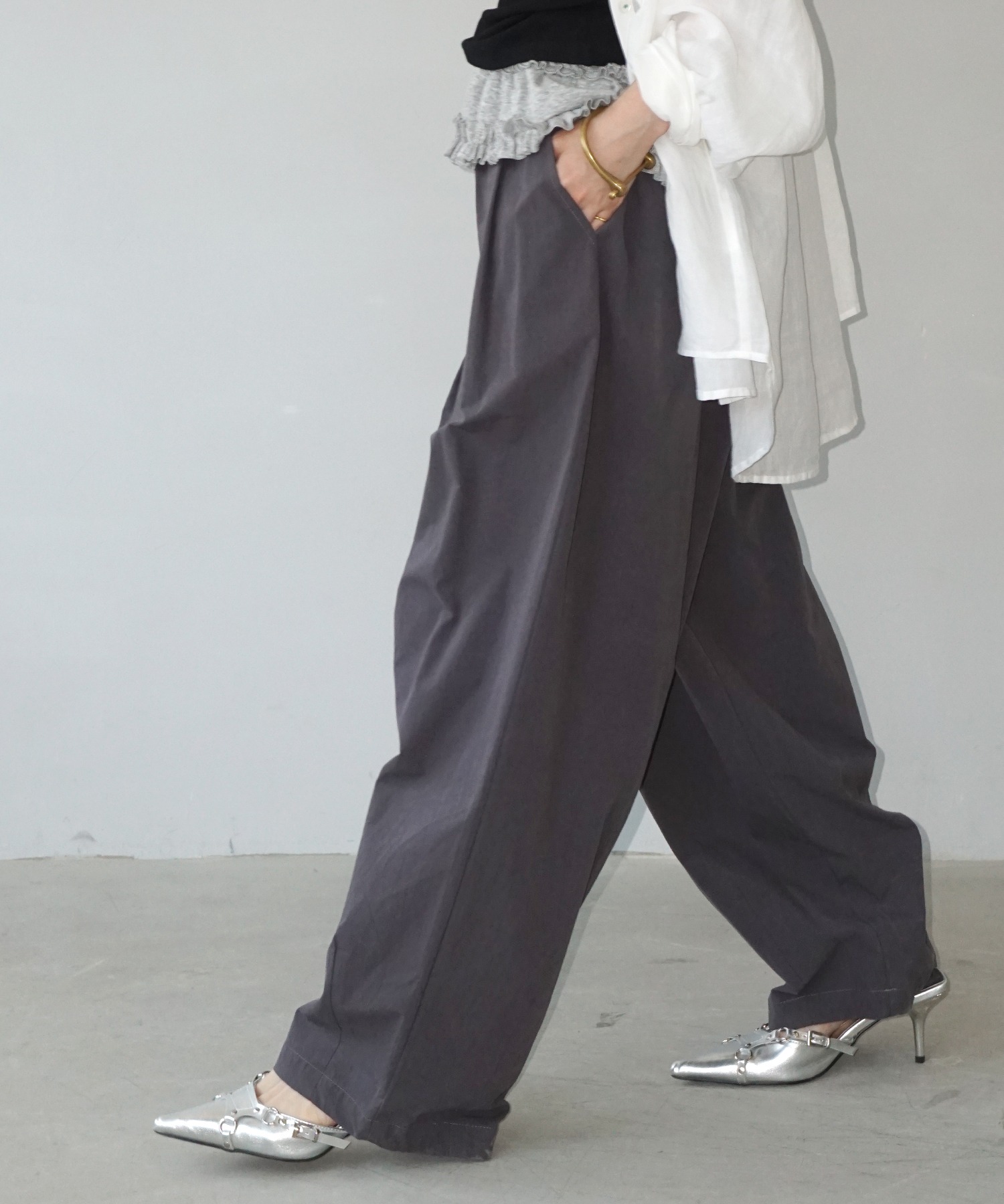 タックギャザー バルーンワイドパンツ je-101 chw22s127-ファッション