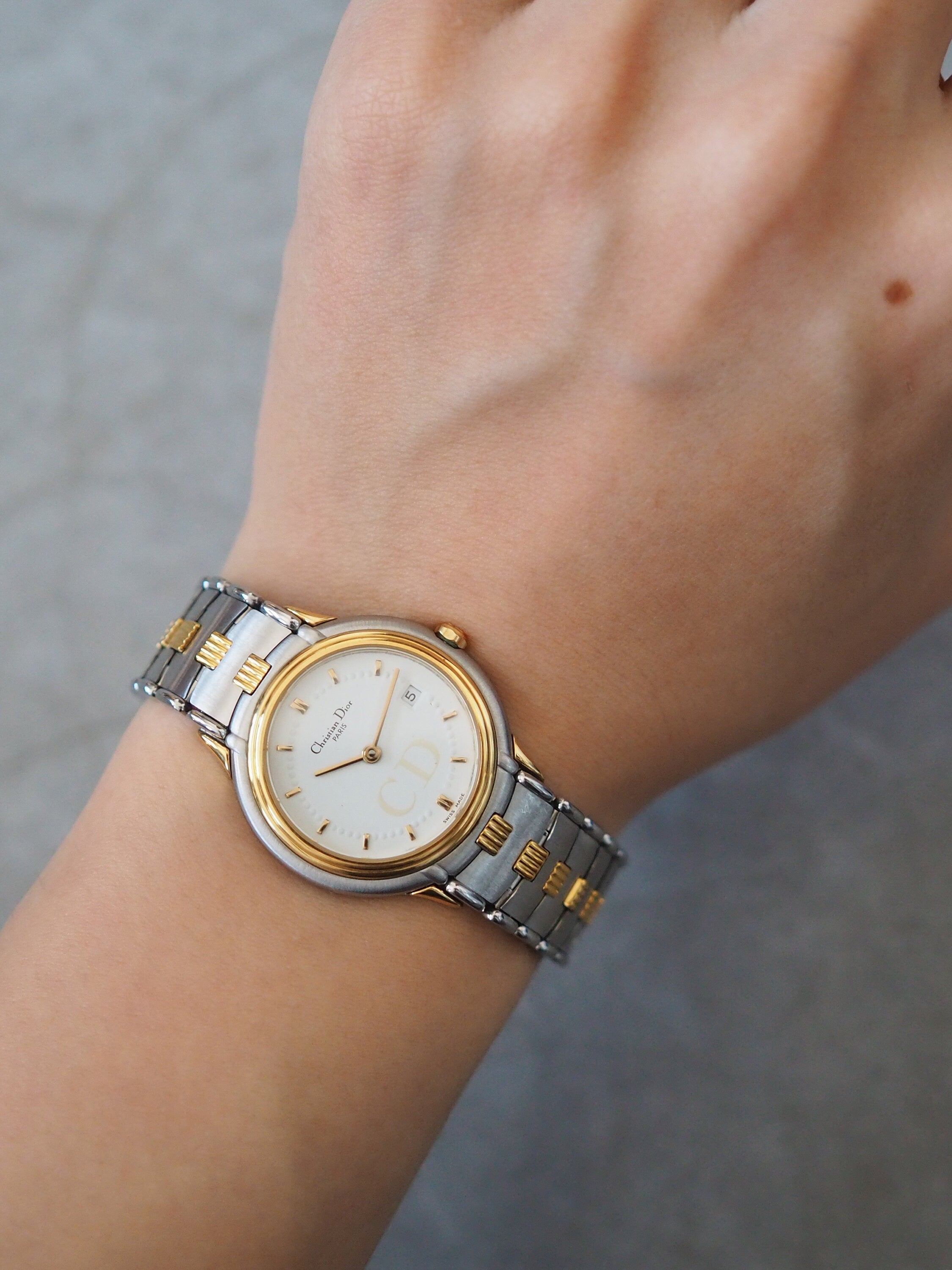 Christian Dior ディオール ラウンド ウォッチ 腕時計 ゴールド