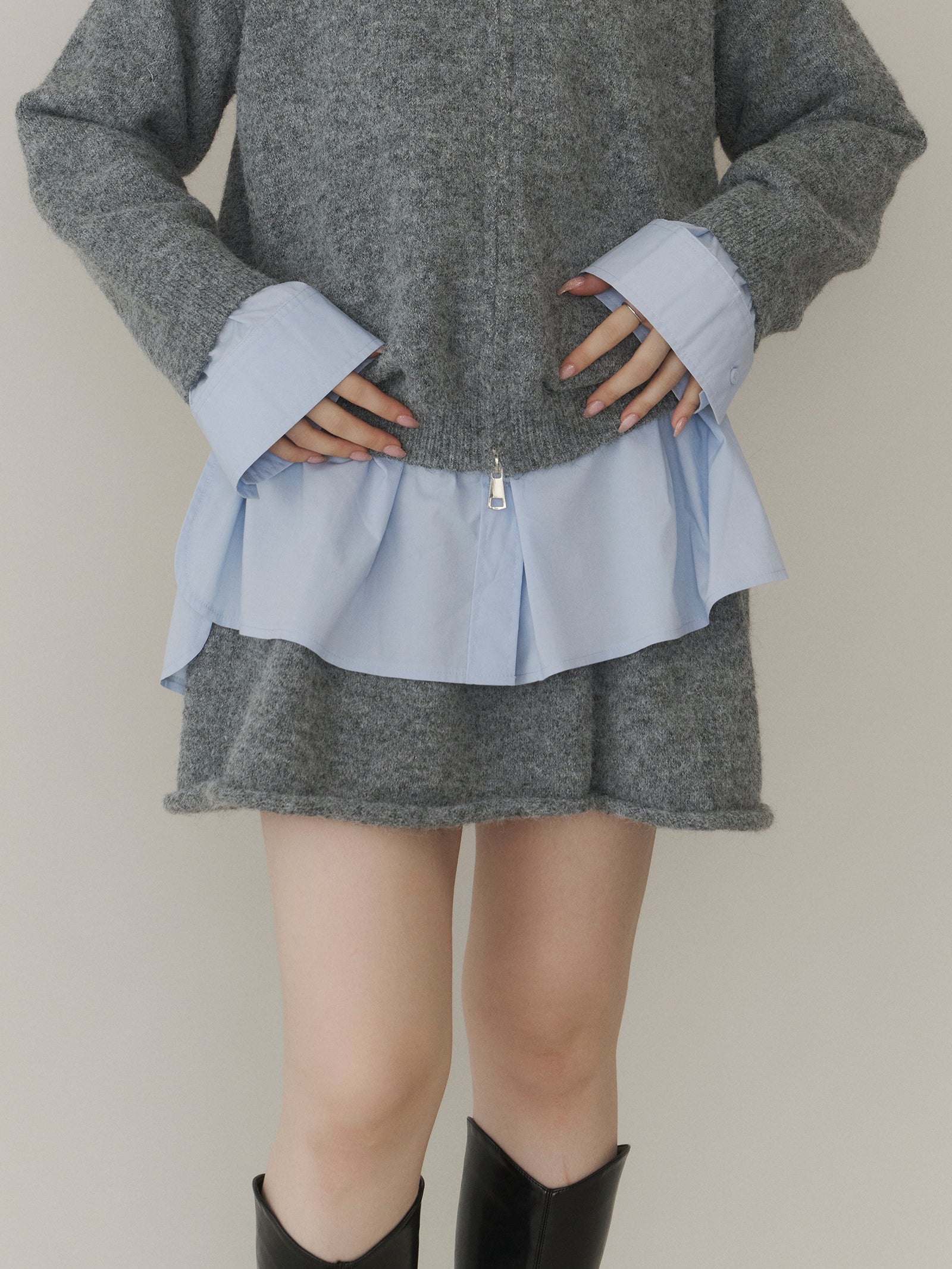 ショートフレアニットスカート[セットアップ可能]