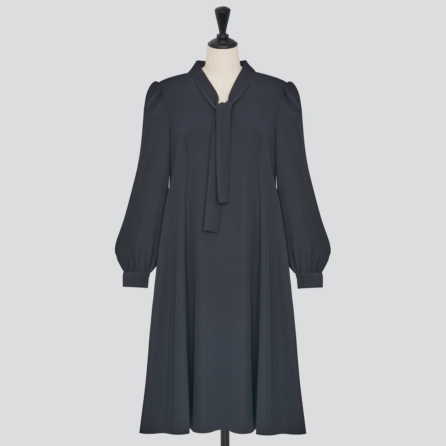 フォクシー 長袖 Dress Sleeves 袖リボン ワンピース グレー 38