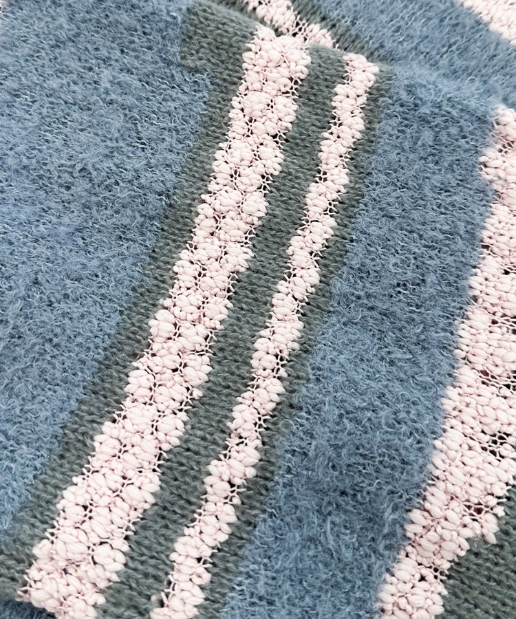 ミックスヤーンランダムボーダーニットプルオーバー(M IVORY