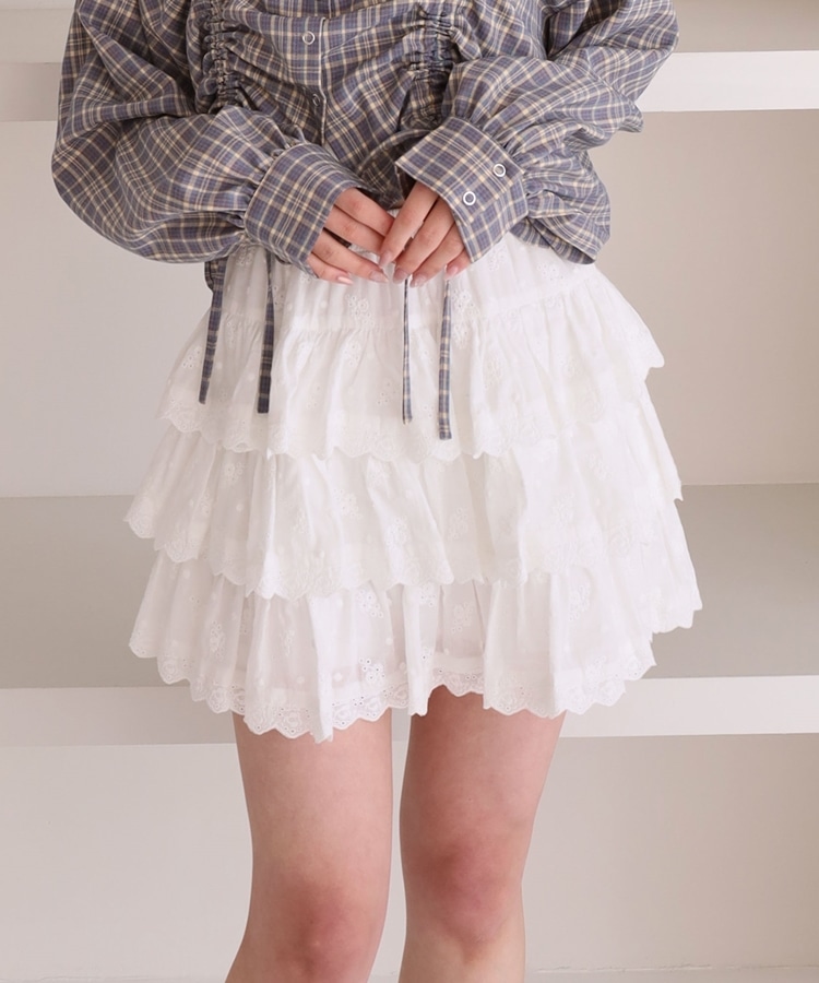 コットンレースフリルミニSK(M OFF WHITE): スカート｜PMbox P&M