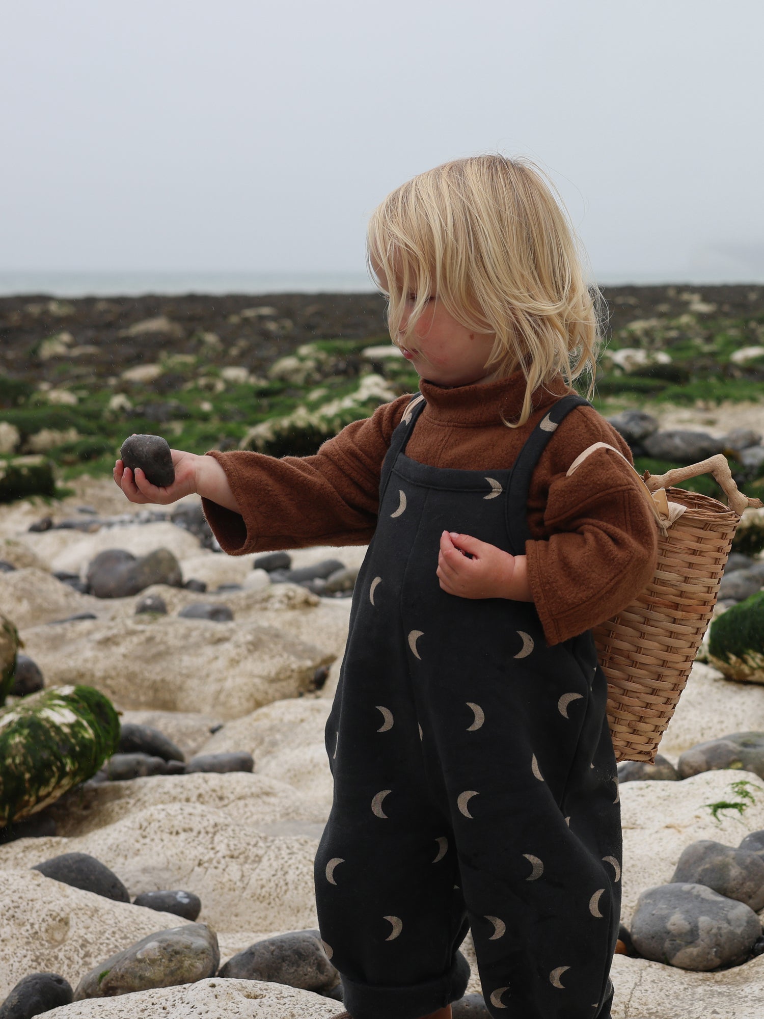 Charcoal Midnight Oversized Dungarees | Organic Zoo