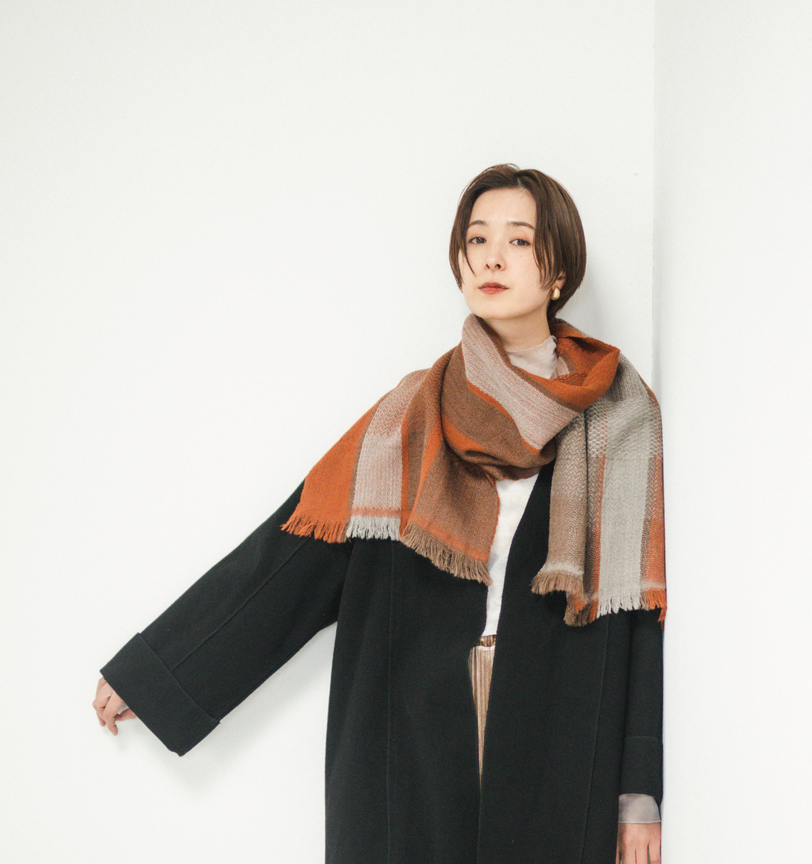 SHUSU ウールマフラー オータムリーブス マロンブラウン | 【公式