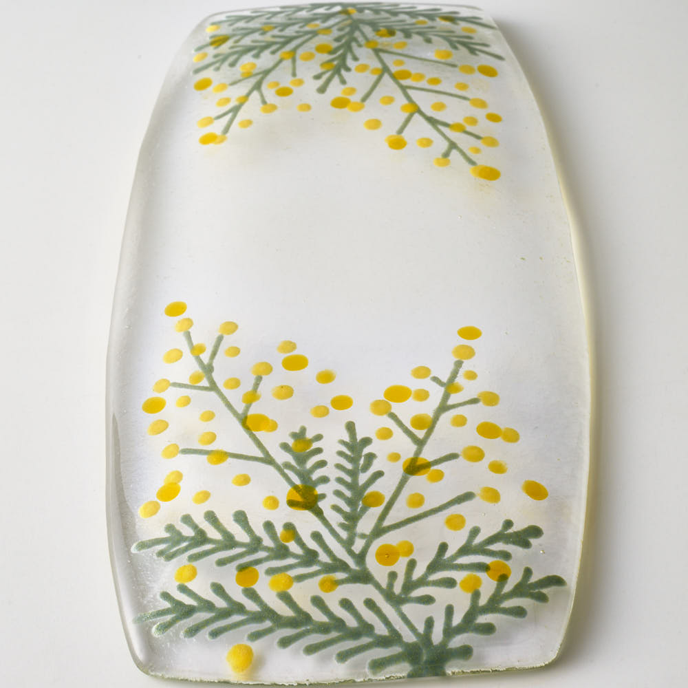 ガラス作家 沖知江子 ミモザ 角長皿 ¥7,700 大人の焼き物