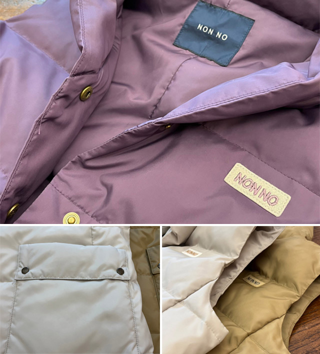 NON NO『リサイクルポリエステルタフタ ダウンベスト』 ｜ PAPAS