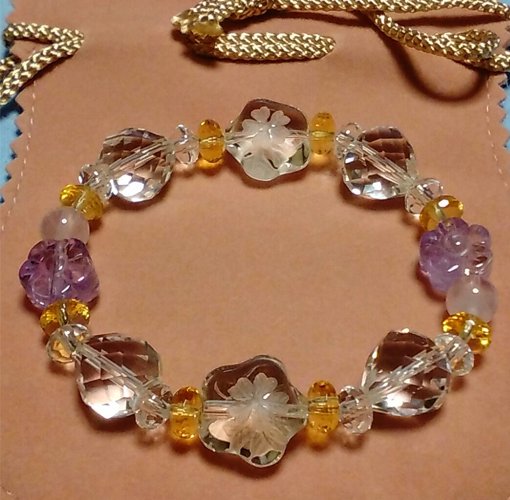 こうじゃ！ (愛光堂さんの既製品水晶ブレスとストラップ×2を使って