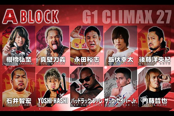 NJPW G1 Climax 27 Participants & Blocks