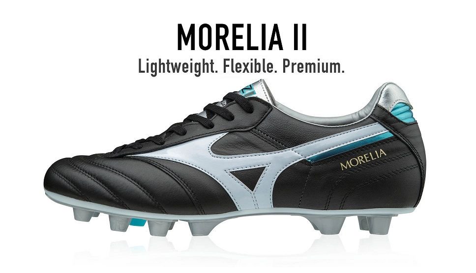 ミズノ サッカースパイク 『モレリア2』 黒×白×青の海外限定カラー