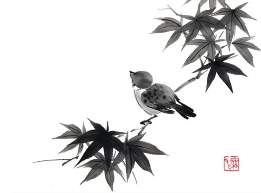 11月のワークショップのテーマはズバリ「もみじ」。スズメとペアで