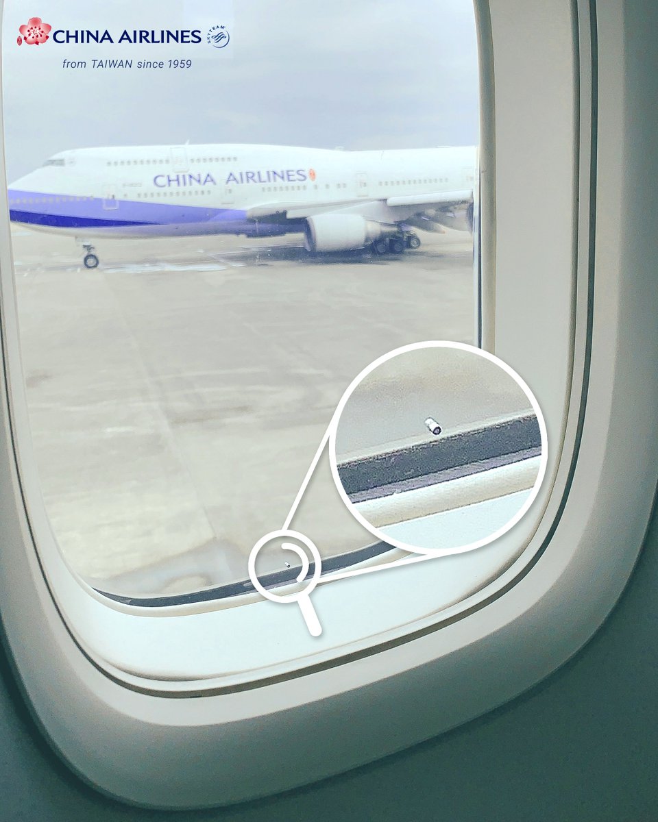 飛行機豆知識】 飛行機の窓は3枚で構成されています。ブリードホールと