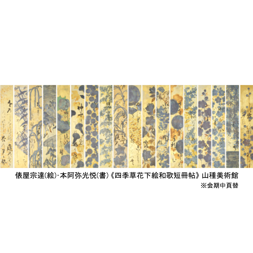 俵屋宗達(絵)・本阿弥光悦(書)《四季草花下絵和歌短冊帖》(#山種美術館