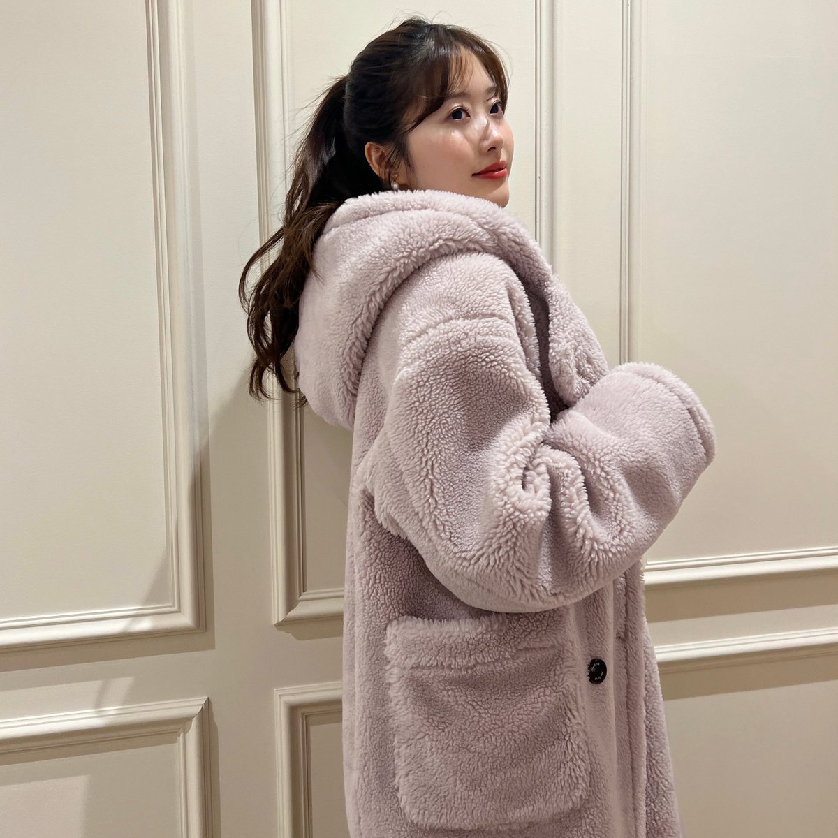 🏷 Fleur Shearling Boa Coat - misty pink - 軽くて暖かいボアコート