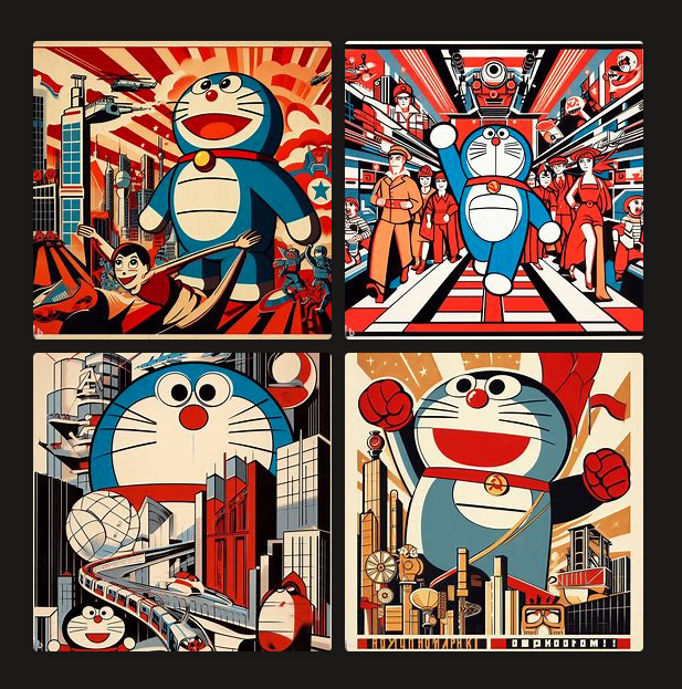 BingのAIで作った「ソ連ポスターっぽいドラえもん」 ここまでイメージ