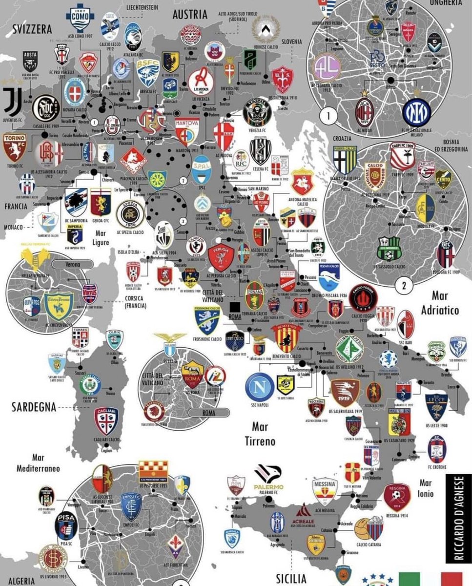 閲覧数77】【30年前】イタリアサッカーリーグ 38チームマップ 下敷き