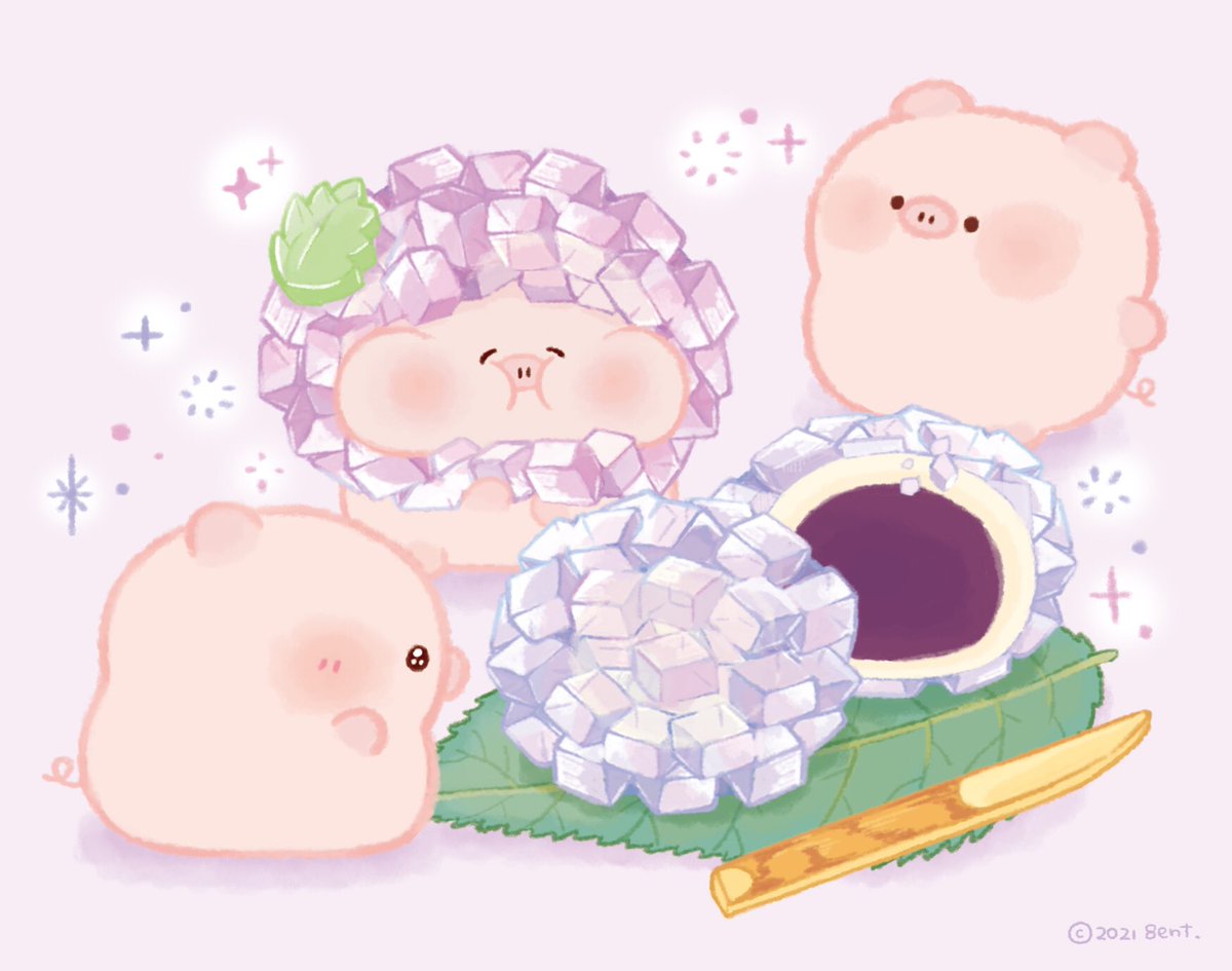 あじさいとこぶたちゃん #ぽてぽてこぶたちゃん