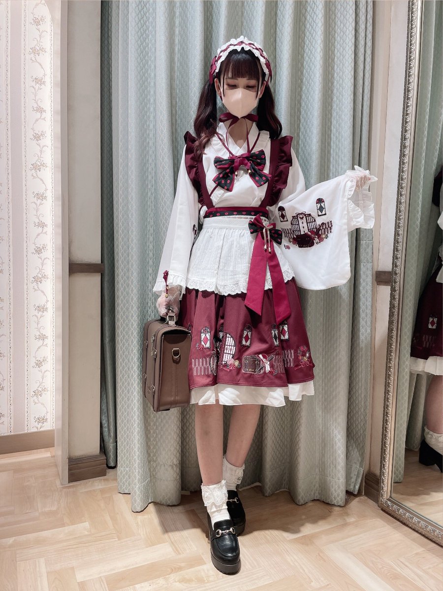 new 大正浪漫の夢紀行ミドルスカート ボルドー/ブラック ¥13,475 大正